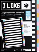 Separadores A4 polipropileno rigido 12 colores pastel