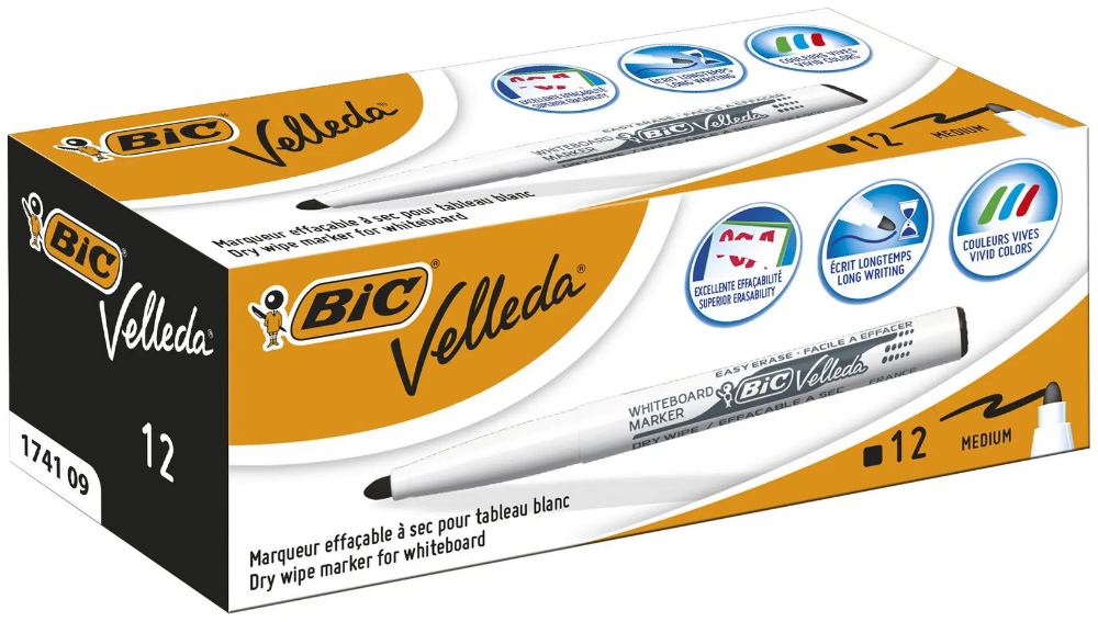 Rotulador Pizarra Velleda Bic 1,4mm negro E/12uds