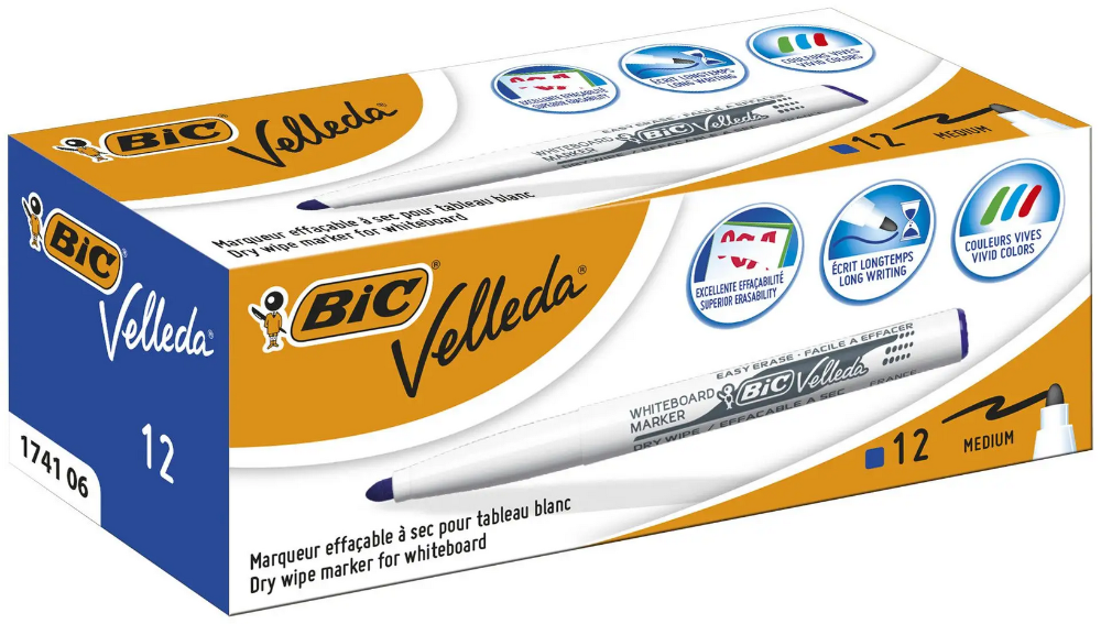 Rotulador Pizarra Velleda Bic 1,4mm azul E/12uds