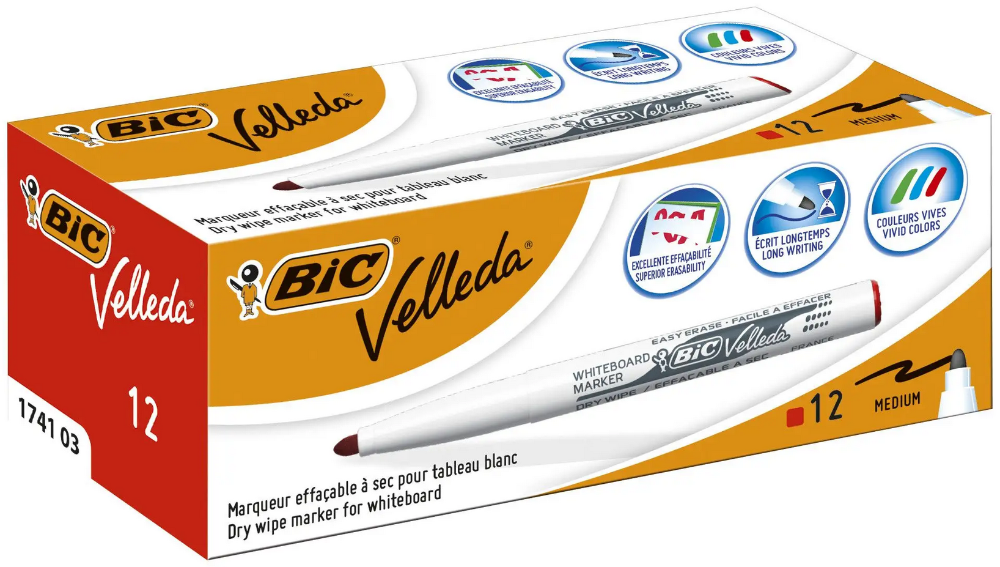 Rotulador Pizarra Velleda Bic 1,4mm rojo E/12uds
