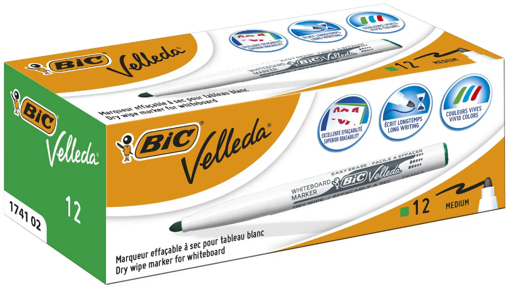Rotulador Pizarra Velleda Bic 1,4mm verde E/12uds