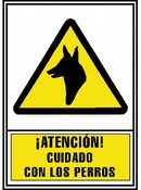 PLACA Cuidado con los perros 297x210